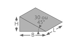 tailles cales triangulaires VISCO'CONFORT en mousse à mémoire de forme sous tissu enduit polyuréthane